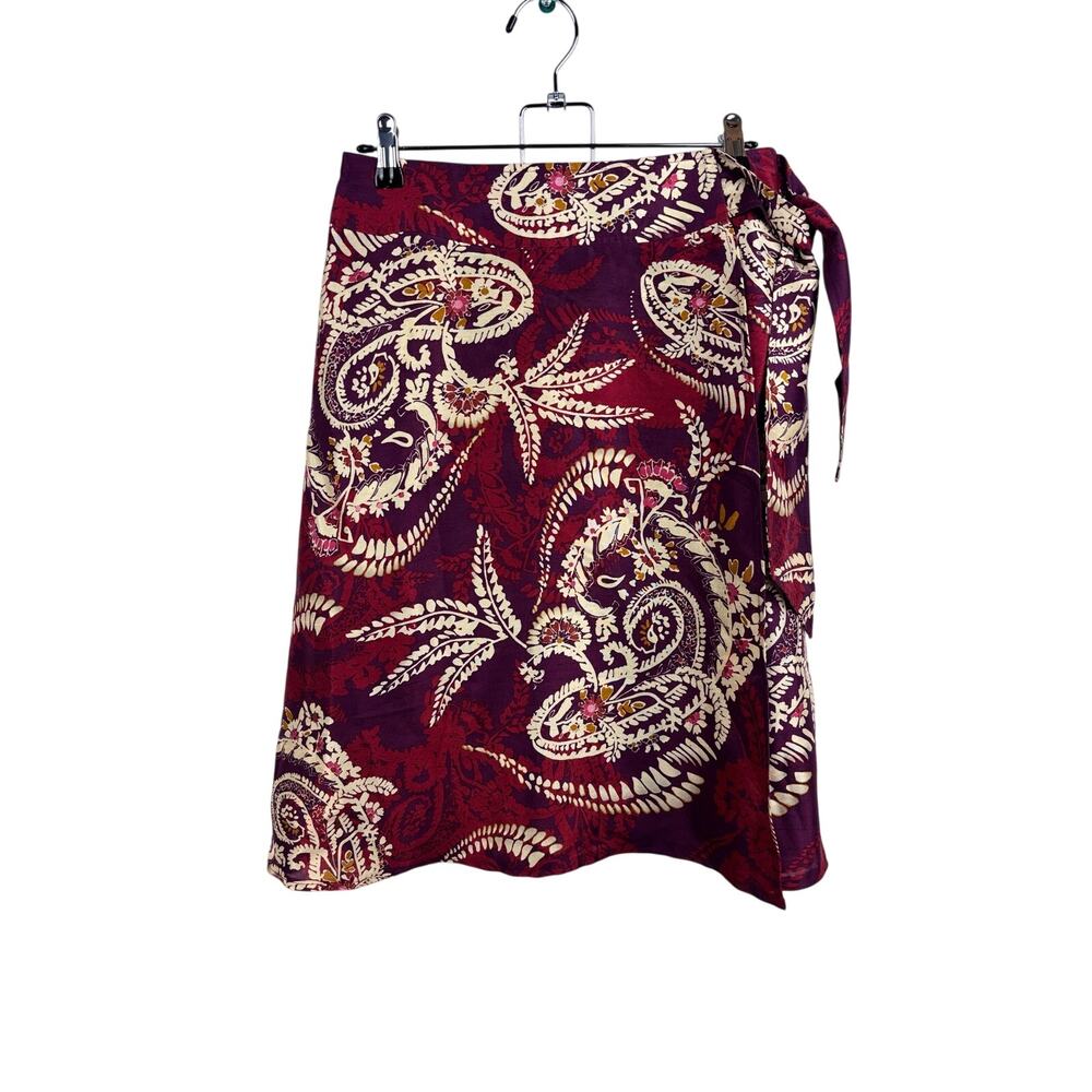 🍂 Talbots Paisley Wrap Skirt | Size 4P | Burgundy Purple